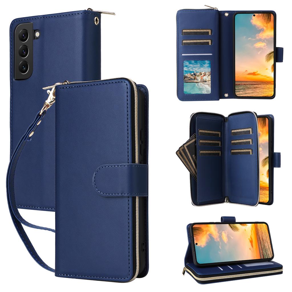R20 Für Samsung Galaxy S22+ 5G Hülle Reißverschluss Leder Handyhülle Ständer Ansicht