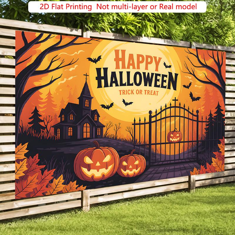 Party Backdrop Halloween Flat Spooky Pumpkin Jack Lantern Gate Photo Booth Decor Party Decor