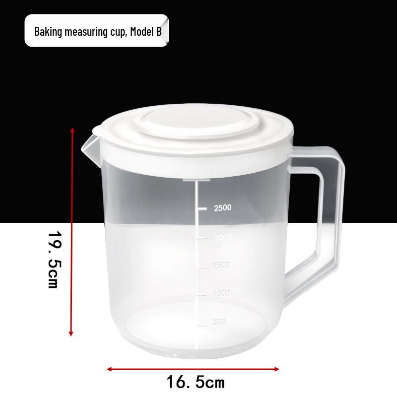 Großer Kunststoff-Messbecher 2500 ml mit Skala und Deckel zum Mischen und Aufschlagen