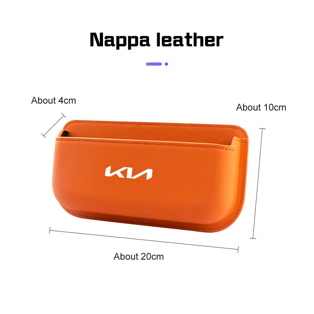LYSH4 Leather Car Side Pocket Organizer Bag for KIA K3 K5 Sportege Picanto Optima Soul Ceed Sorento Forte Adhesive Door Storage Pouch