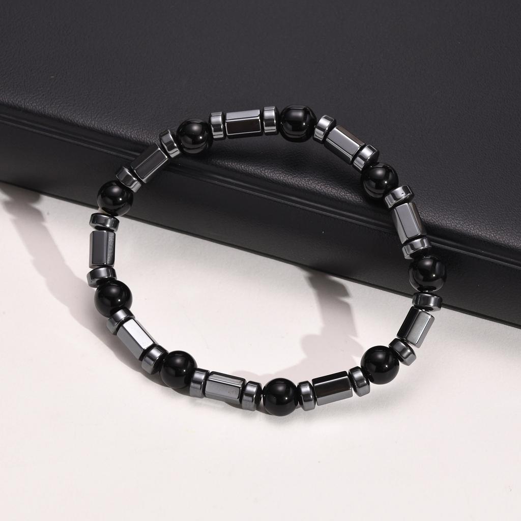 Stylish Black Beads Man Woman Bracelets Stretch Gallstone Handmade Wristband Jewelry Father Boyfriend Valentine's Day Gift
