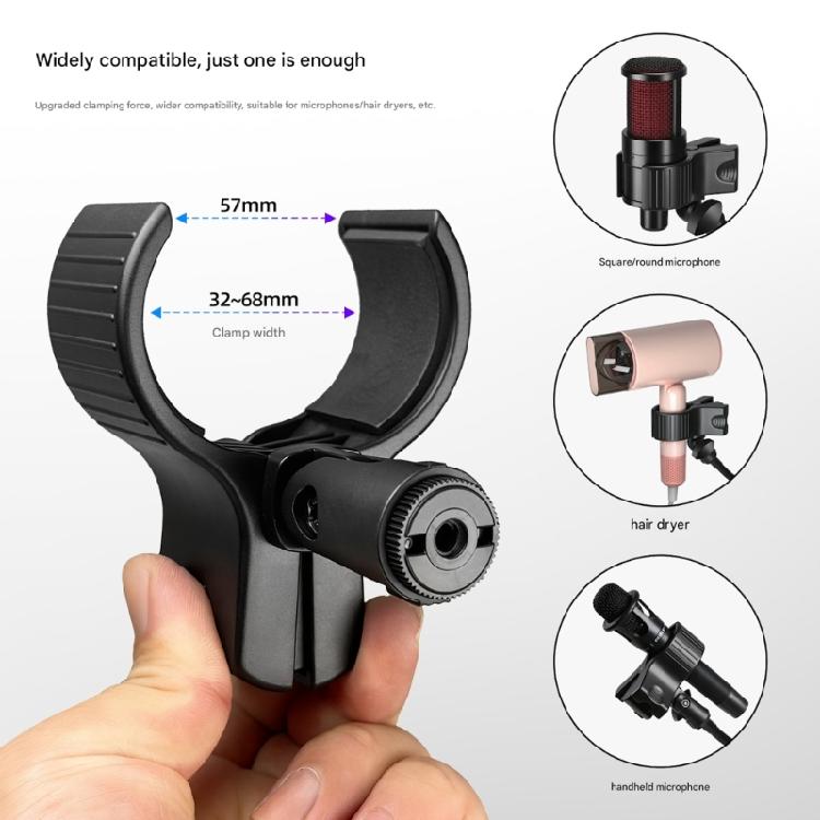 MultiPurpose Microphones Mount Spring Clip Holder Compatible 1/4Inch 5/8Inch Thread for 32-65mm Diameter Equipment