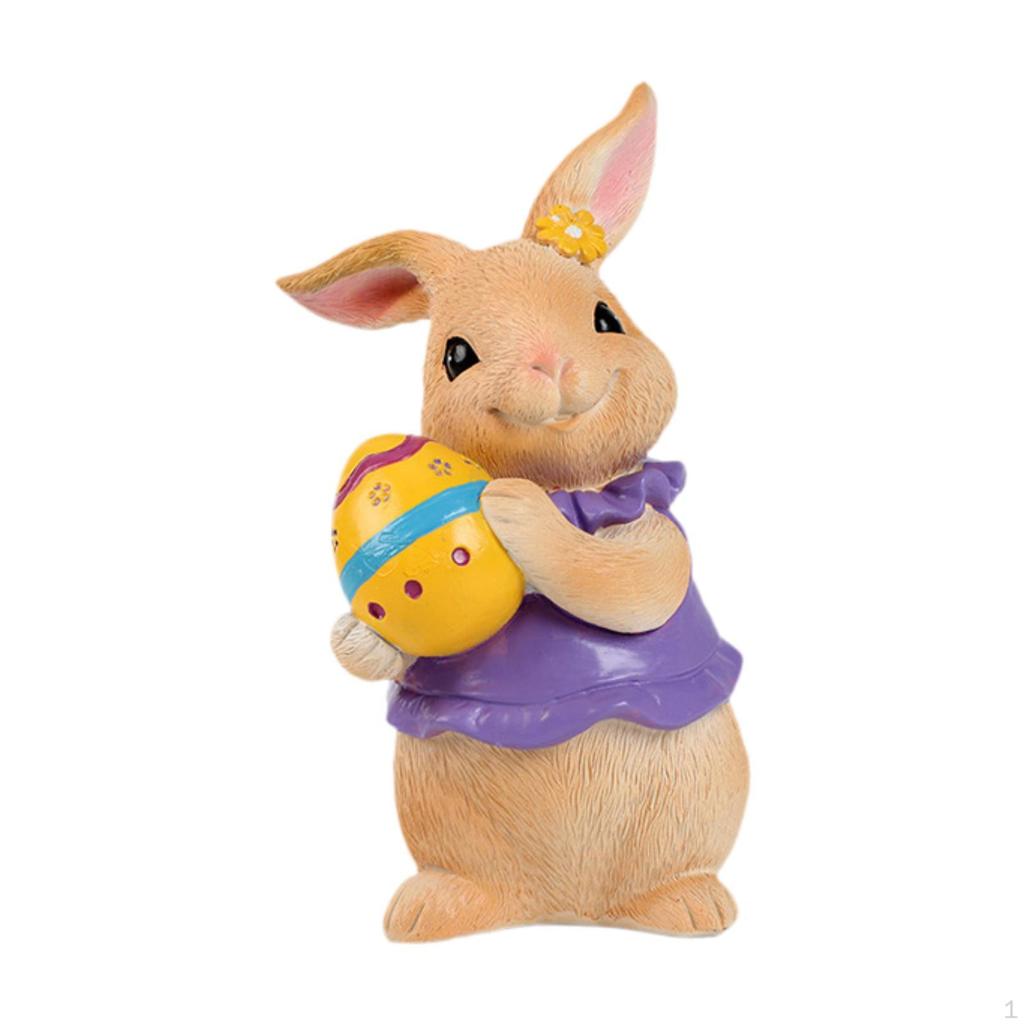Bunny Figurine for Easter, Rabbit Sculpture Tabletop Decoration