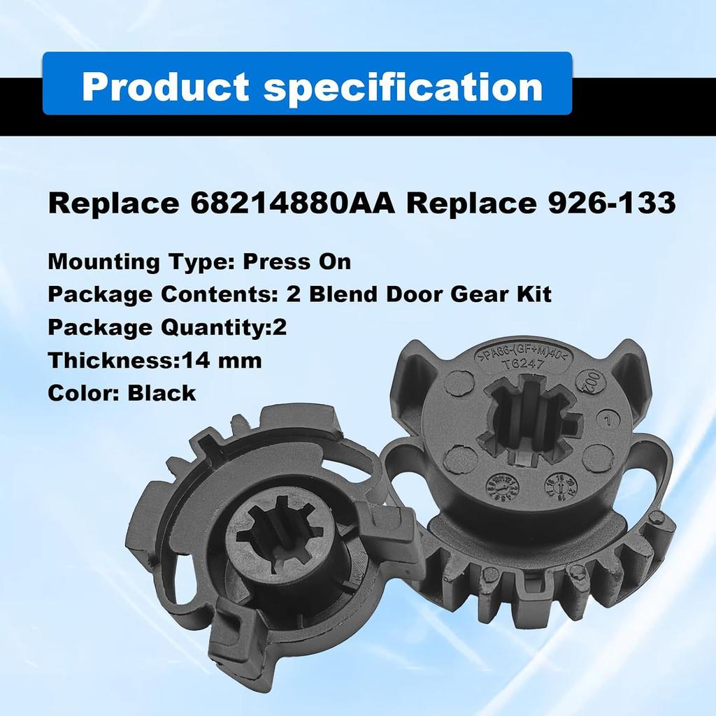 2Pcs HVAC Blend Door Gear Kit Compatible with 2011 2012 2013 2014 2015 2016 JEEP GRAND CHEROKEE HVAC Heater Blend Door Actuator 68214880AA