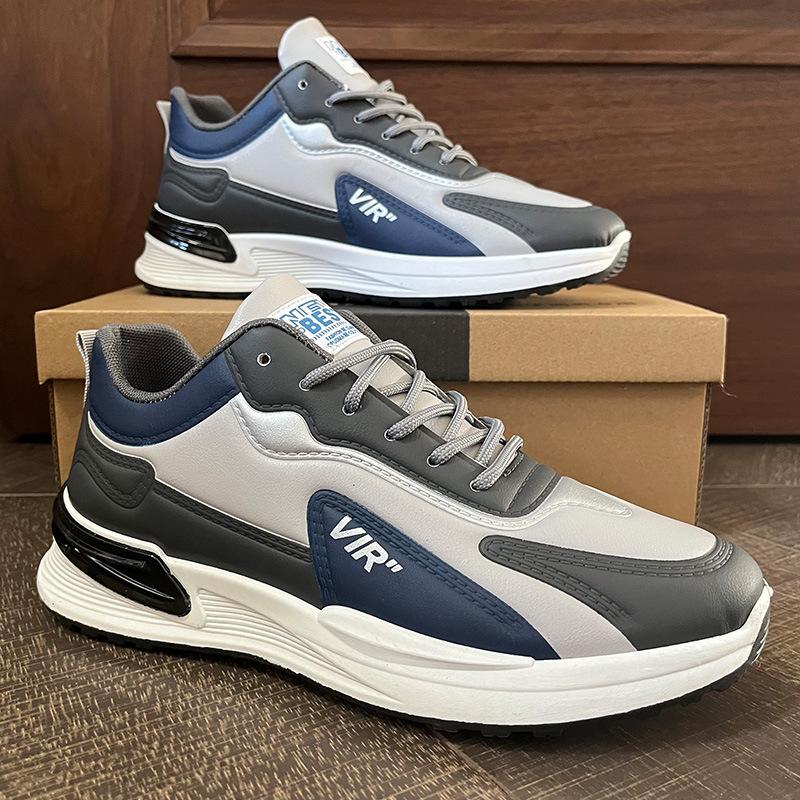 

Мужская обувь, модные кожаные повседневные кроссовки для мужчин, удобные туфли на плоской подошве, 2024, новые роскошные мужские теннисные туфли на платформе Zapatillas Hombre 44 серый