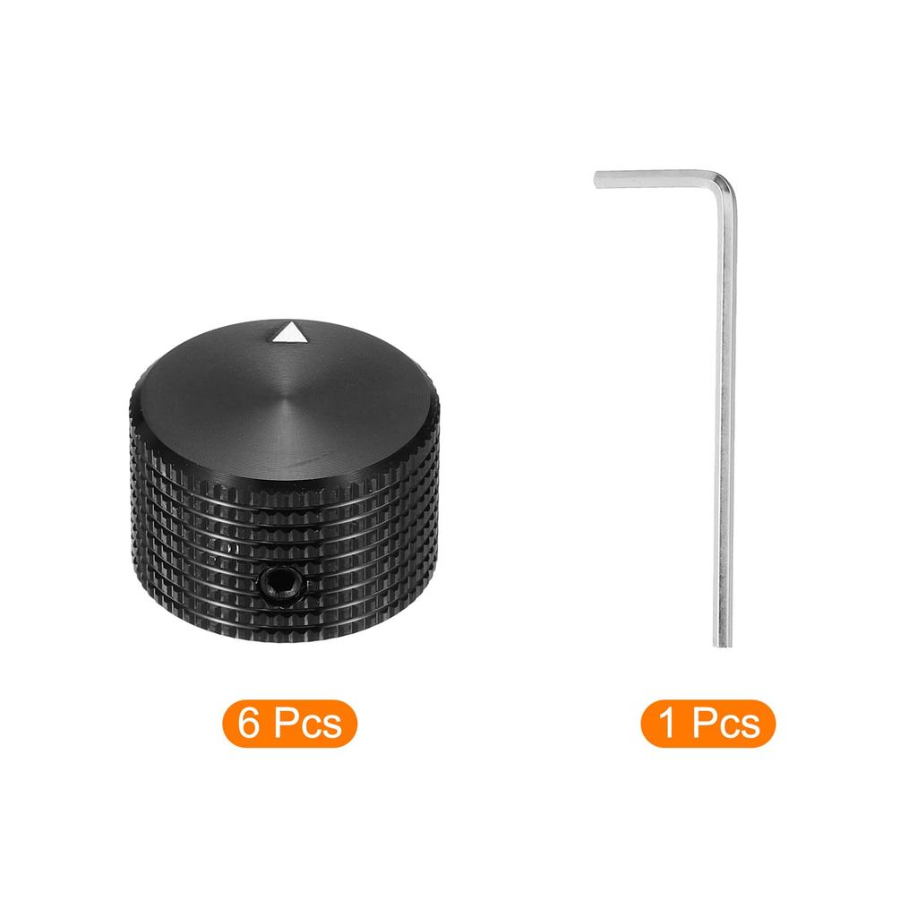 uxcell Aluminum Potentiometer Universal Volume Tone Control Knob for and Black 6-Piece Knob, 1/4" (6mm) Guitar, Bass, 5/8" Grid,