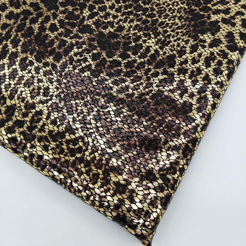 1M elastická leopardí bronzující látka lesklá zlatá textura hadí kůže spandexová látka na šití oblečení, sukní, šatů