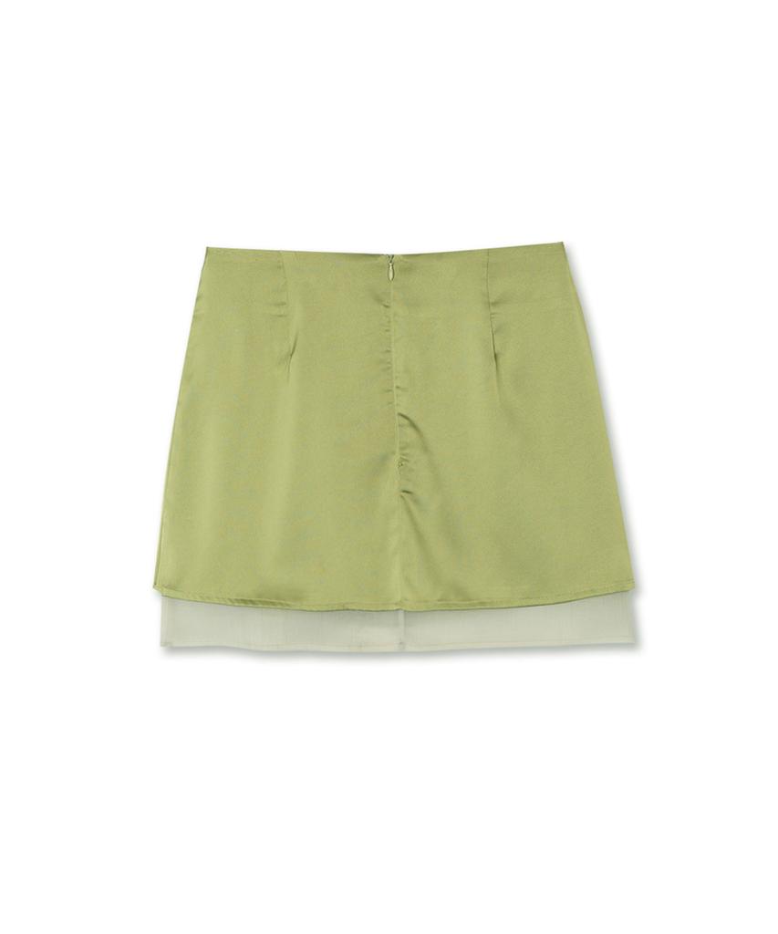 Michikoleondeonkosino Layered Satin Mini Skirt Olive Green