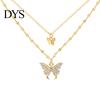 Butterfly Necklace Double Layer Rust-proof Alloy Jewelry Chain Pendant Personality Fashion Clavicle for Women