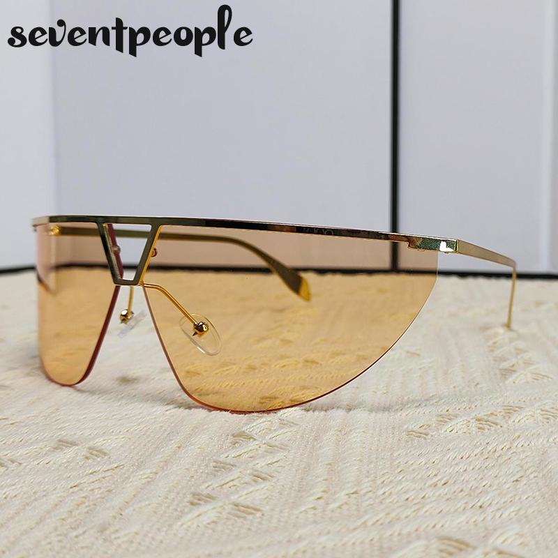 Sports Steampunk Shield Sunglasses Women Men Luxury Brand Design Y2K Punk Goggle Sun Glasses For Male Semi-Rimless Eyewear