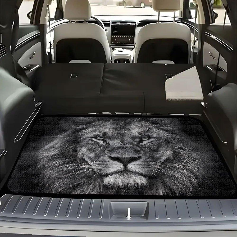 1Pcs Bold Lion Print Car Trunk Mat Non-Slip Heavy-Duty Cargo Liner for SUVs Sedans Trucks  Protects Against Pets Protective Cover