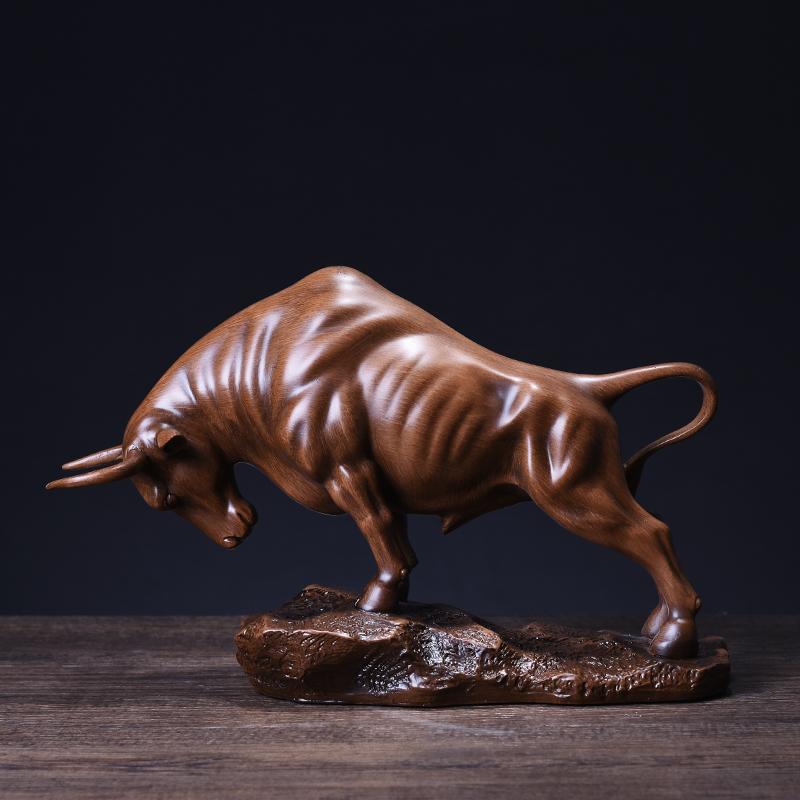 Resin Handicrafts Realistic Figure Sculpture Golden Bull Figurine Bull Statue Cattle Cow Decorative Figurines Home Decoration