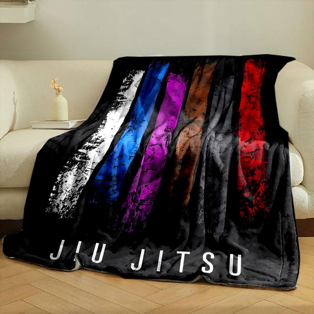 Distressed Colored Belts Jiu Jitsu Throw Blanket bedroom Blanket for Livingroom Couch lunch break Soft throw for Friend's festival Gift