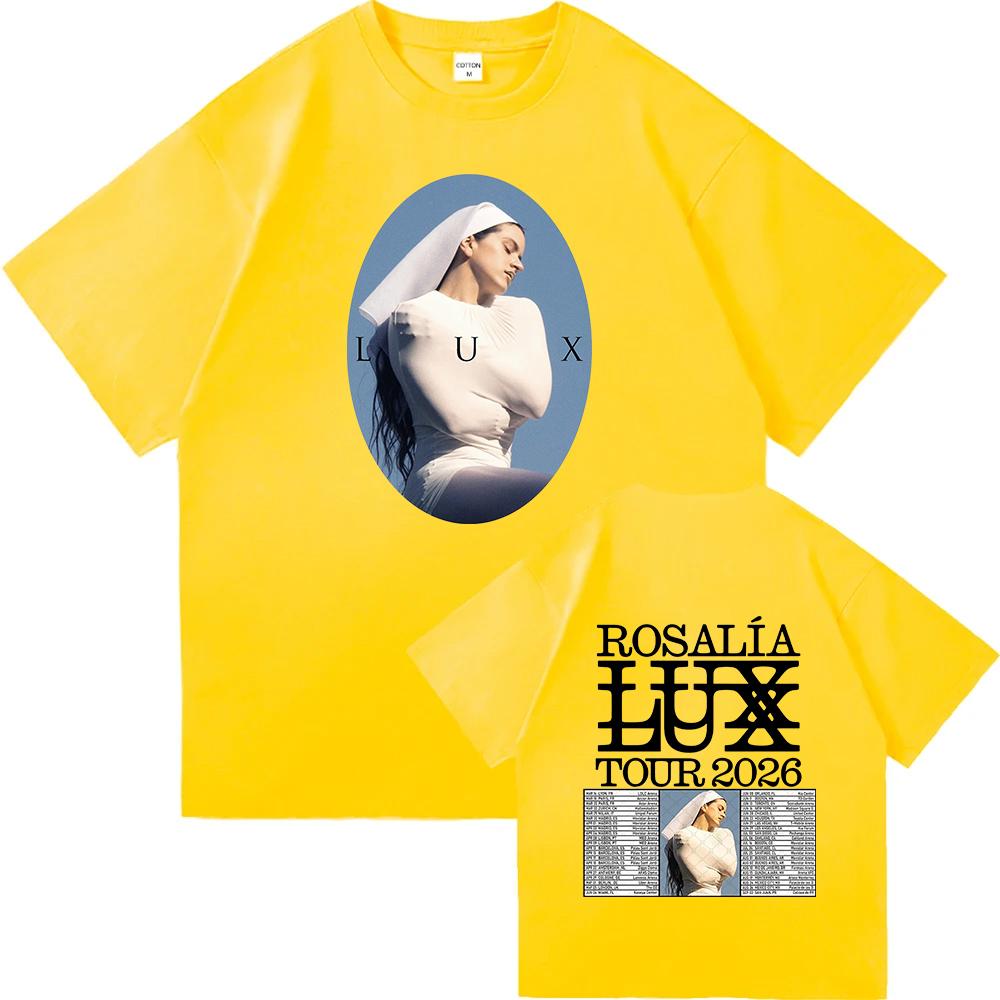 Rosalía Rosalia LUX Tour 2026 Tričko Bavlna Krátký Rukáv Volné Dámské Trička Unisex Streetwear Móda Zpěvačka Grafické Oblečení