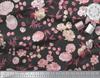 Soimoi Japan Crepe Satin Fabric Leaves,Peony & Dahlia Flower Printed Fabric 1 Metre 42 Inch