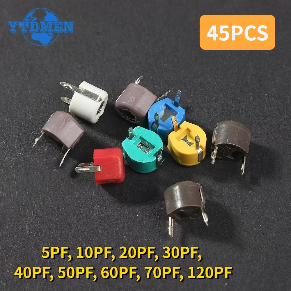 

45pcs/lot Variable Trimmer Capacitor Assorted Kit JML06 5pf 10pf 20pf 30pf 40pf 50pf 60pf 70pf 120pf Adjustable Capacitors Set червоний