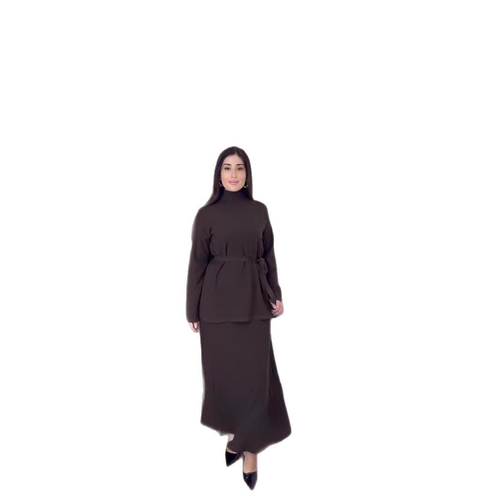 2025 Autumn Women's High Neck Long Sleeve Knit Sweater Dress