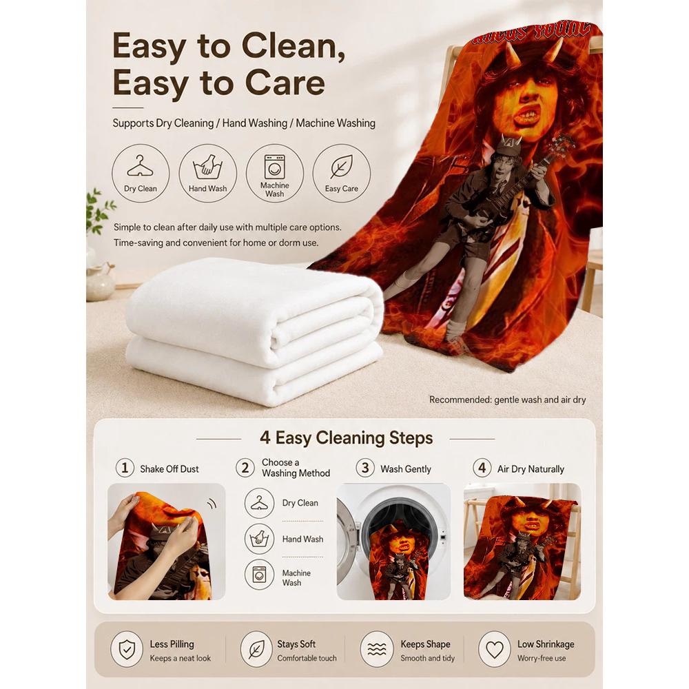 Angus Young Rock Guitar Blanket Camping Trip Soft And Comfortable Office Rest Blanket Bedroom Outdoor Plush Blanket