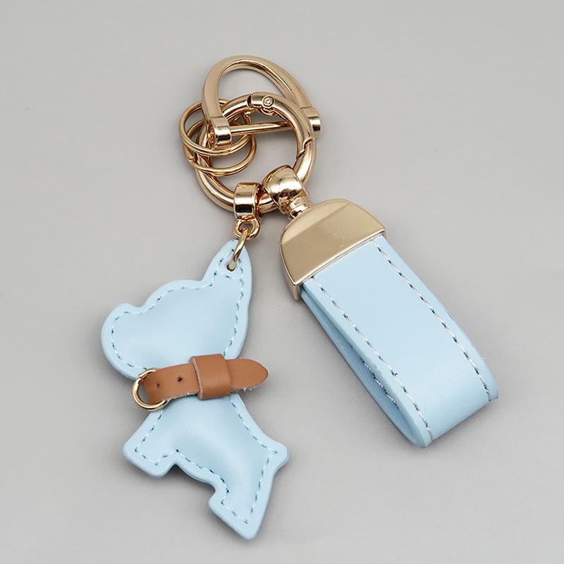 

1 шт. Кожаный брелок для ключей с щенком французского бульдога для автомобиля, креативный кулон-украшение для подарочного пакета, милый брелок для автомобильных ключей синий