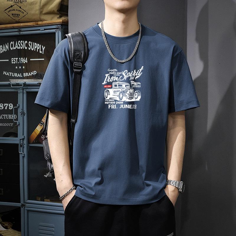 Japanese Summer Round Neck T-shirt Men's Short Sleeved Top Clothing Trendy Brand Loose Half Sleeved Trendy Printed Pure Cotton T-shirt