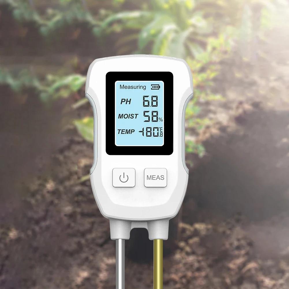3 In1 Soil PH Tester LCD Screen Plant Temperature Environment Humidity Meter Soil Hygrometer Sensor Indoor & Outdoor Plants Use