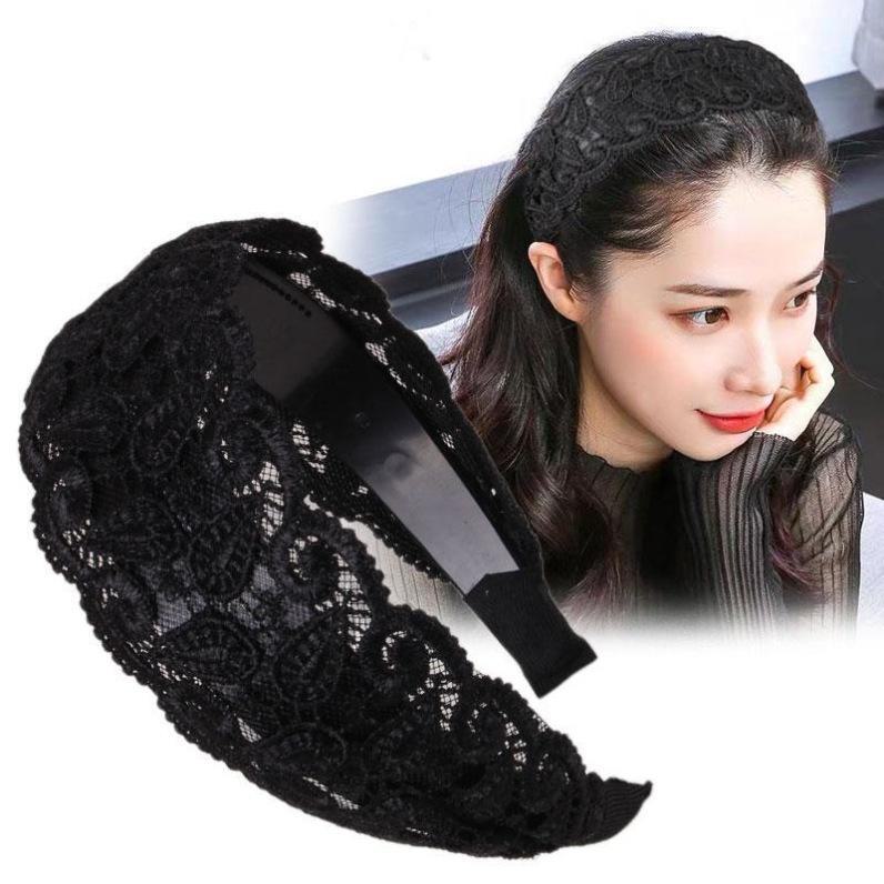 White Breathable Wide Lace Hairband with Non-Slip Teeth - Perfect Summer Hair Accessory