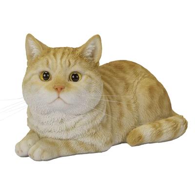 Ubia Lying Brown Tabby Cat, 17 X 10.5 X 9.8 Cm, Doll Figurine, Animal Ornament, Garden Decoration, Realistic, Cute Cat, H24178-A