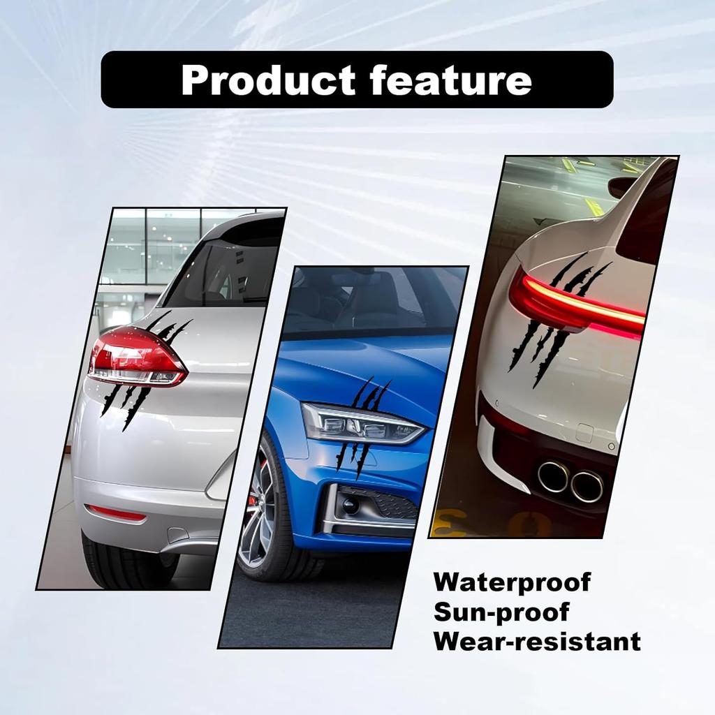 1 Full Set Monster Claw Sticker For Car Hood Decal 1 Set, Car Decals Claw Mark Stickers To Cover Hood Headlights Scratches, Modified