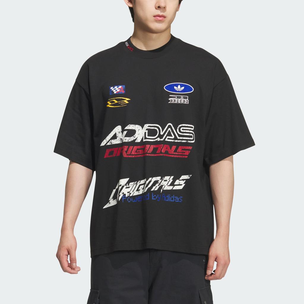 adidas Originals Moto Short Sleeve Racing Style High Neck Loose Fit T-Shirt Men Tops KH1195
