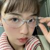 1PC Oval Punk Diamond Glasses Men's and Women's Luxury Fashion Trend Rhinestone Anti-blue Glasses Korean Version of Street Style Glasses