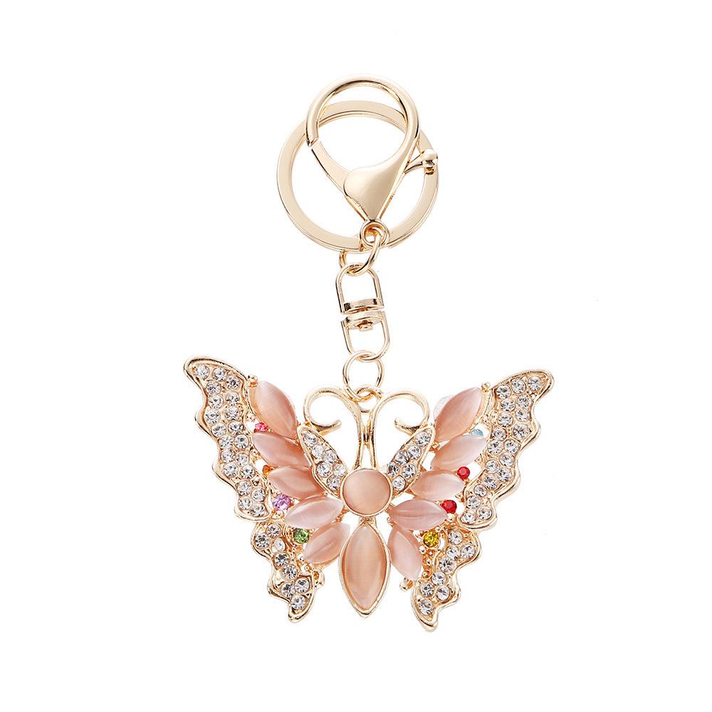 Dazzling Colors, Rhinestone Inlay, Butterfly Keychain, Instagram Style, Metal Bag Pendant, Insect Keychain