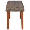 110 cm Natural Kubu Rattan and Solid Mahogany Wood Bench