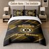 Set Biancheria da Letto Personalizzato Modello Boston Bruins, Stampa Nome Testo 1 Copripiumino più 2 Federe Tessile per la Casa
