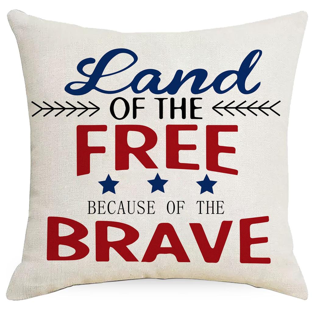 Pillow Pillowcase Red and Blue Striped Letters Color Printed Sofa Square Pillowcase Without Core