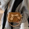 Trendy Niche Design New Messenger Bag Matte PU Underarm Bag Pleated Bow Cute Shoulder Bag Messenger Bag