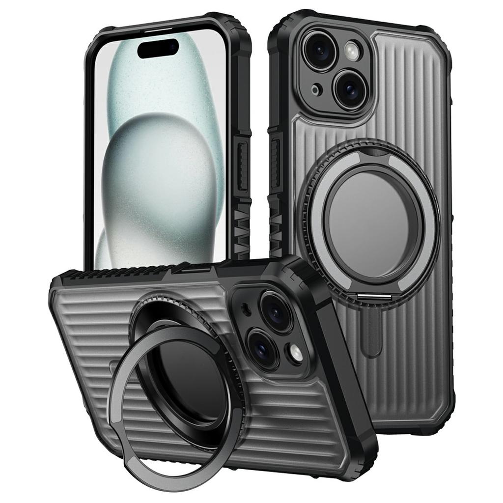 For iPhone 14 Magnetic Case with Kickstand PC+TPU Phone Back Cover