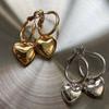 Exaggeration Punk Metal Geometry Stereoscopic Peach Heart Stud Earrings for Women Unique Design Charm Fashion Accessories Gifts