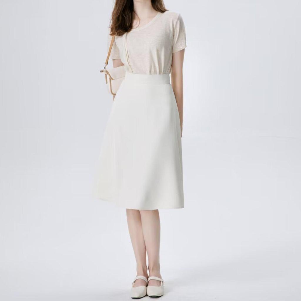 2024 Summer High Waist A-Line Midi Skirt: Ladylike, Slimming & Chic