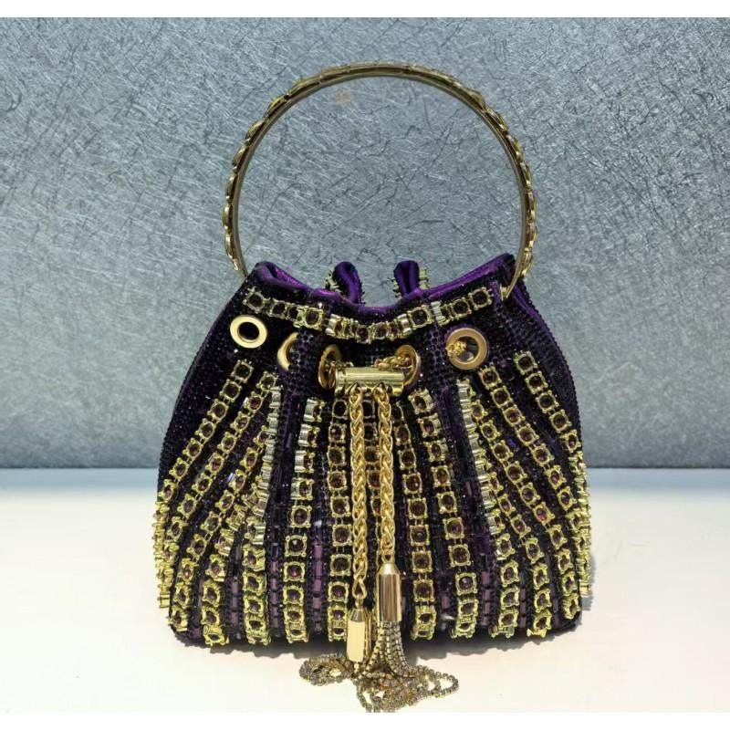 2026 Womens Crystal-Embellished Crossbody Bag Fringe Detail Small Square Shoulder No Top Handle