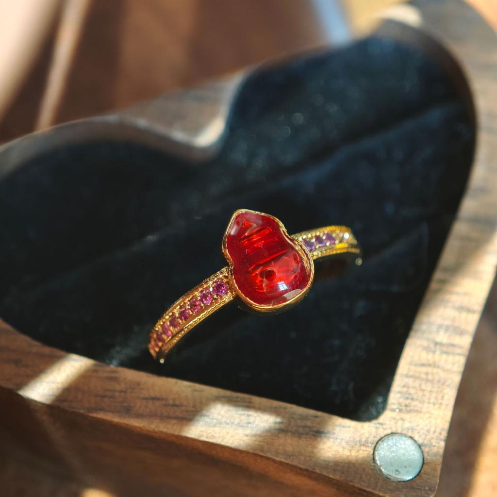 Anillo de Esmalte Vintage Cepillado de Lujo Ligero Rubí Morado Diamante Anillo para Dedo Índice Anillo Apilable Estilo de Uso Accesorios Premium Versátiles