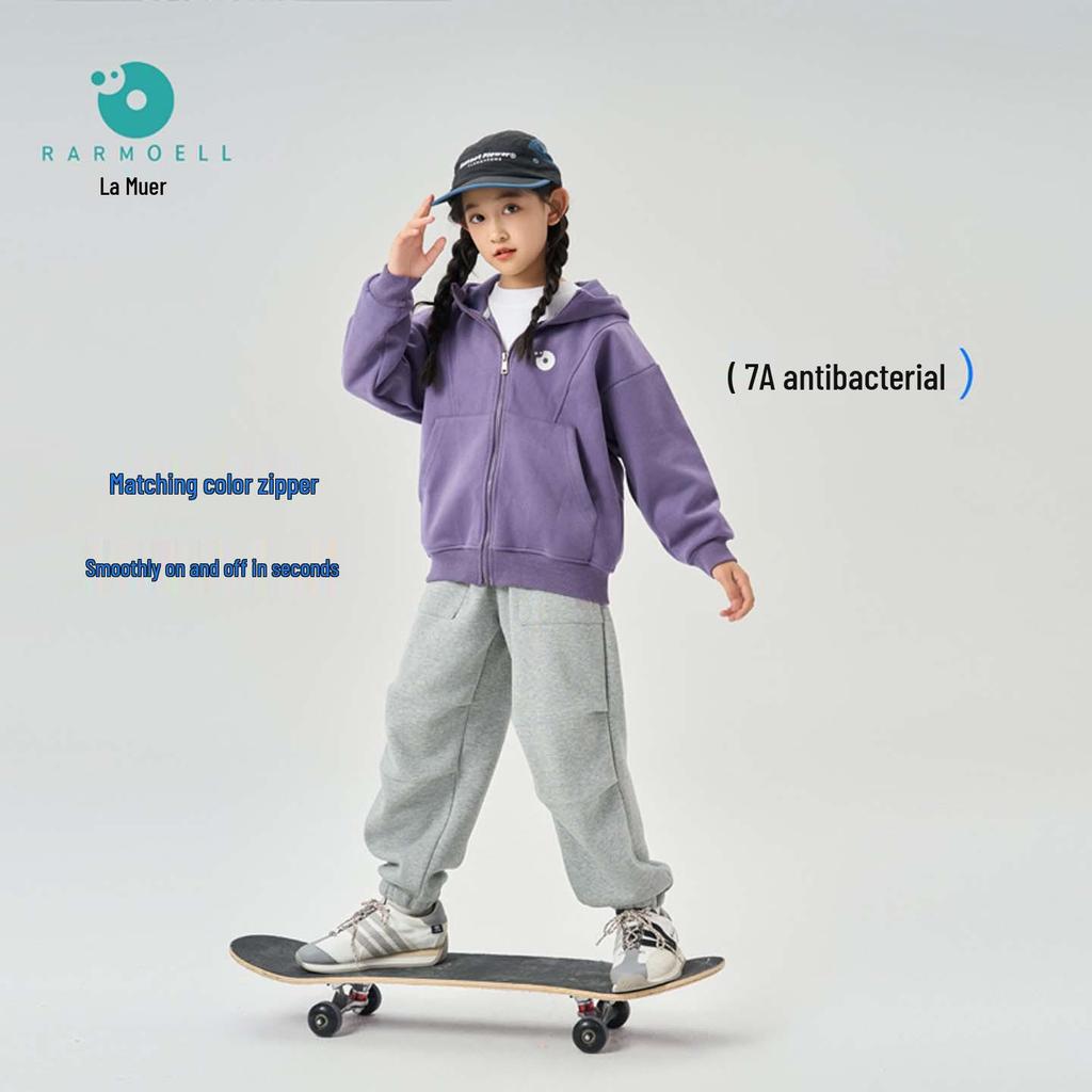 Autumn Children's Hooded Zip-Up Cardigan - Boys' & Girls' Casual Knitted Jacket, Versatile Hua Cotton Wear