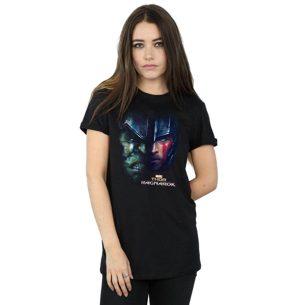 Thor: Ragnarok Womens/Ladies Hulk Split Face Cotton Boyfriend T-Shirt