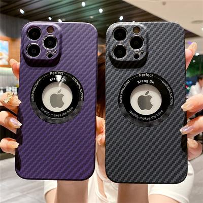 Luxury Carbon Fiber For Magsafe Magnetic Wireless Charging Case For Iphone 14 Pro Max Plus 11 12 13 Hollow Ultra Thin Hard Cover