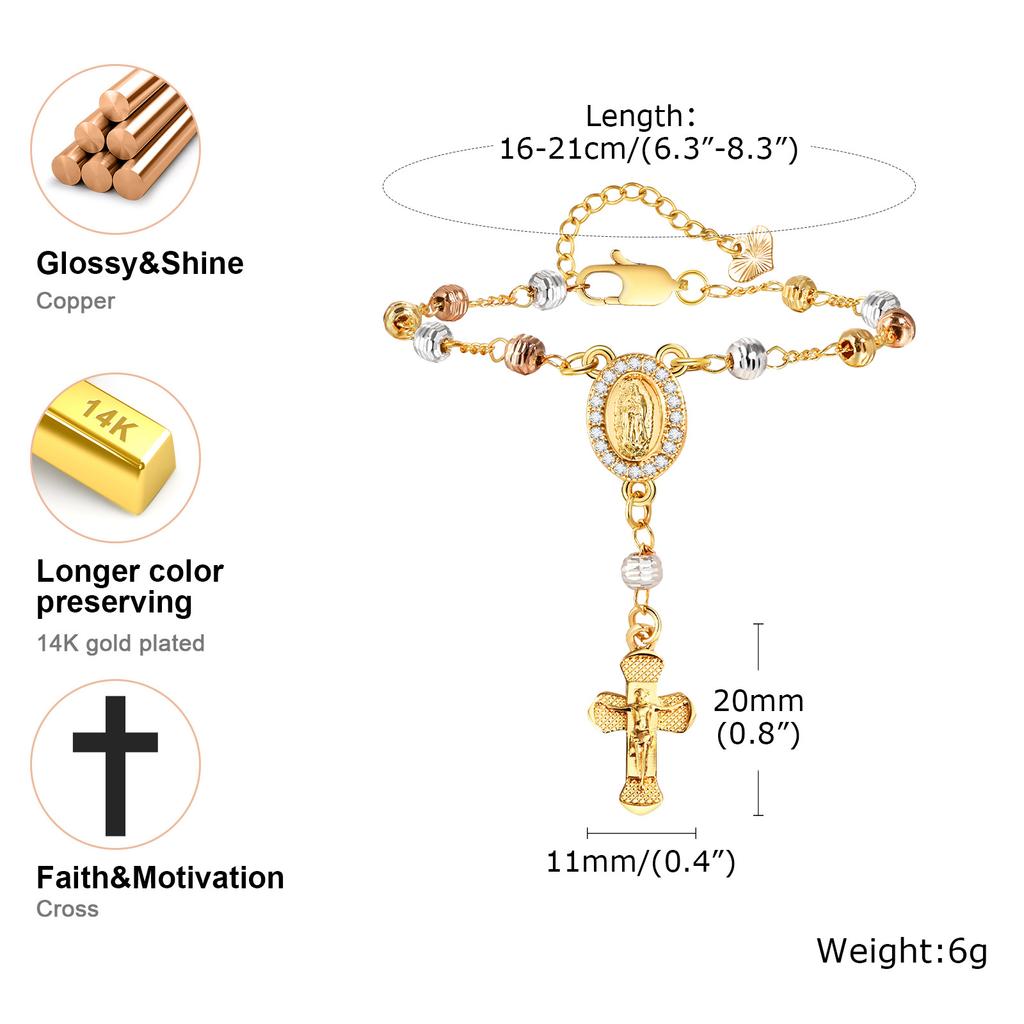 Vnox Catholic Cross Rosary Bracelets For Women,virgin Mary Charm Finger Baptism Rosaries Bracelet For Baptism Favors Christening