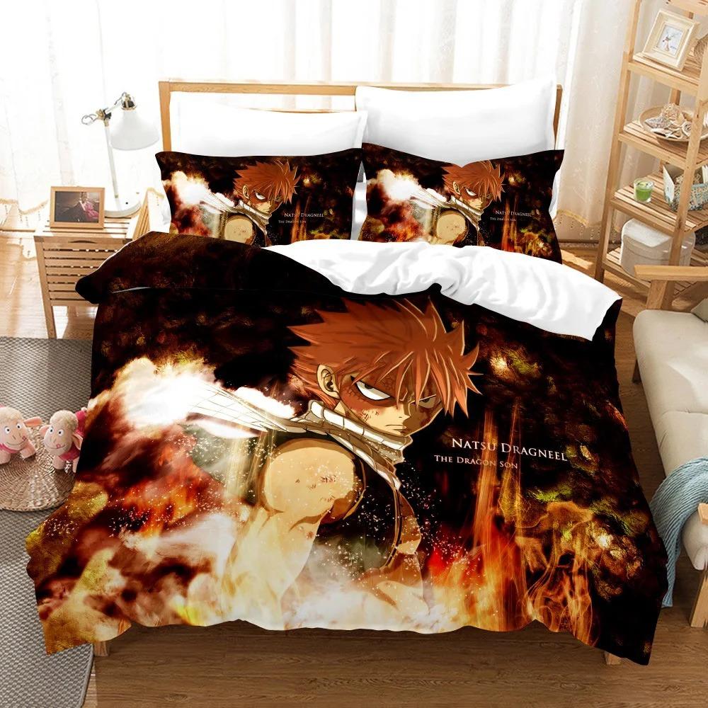 3D Print Anime Fairy Tail Logo Natsu Bedding Set Boys Girls Twin Queen Size Duvet Cover Pillowcase Bed Kids Adult Home Textiles