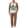 Men's Casual Loose Fit Raglan Sleeve Pajama Set with Halloween Letter Print