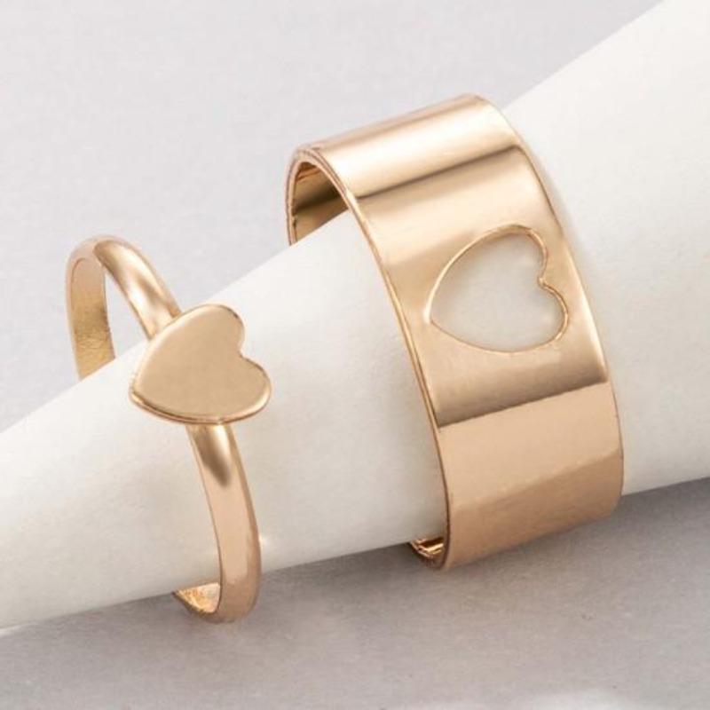 2 Pz/Set Anelli Regolabili a Forma di Coppia Cuore/Luna/Stella/Delfino Gioielli Creativi Squisiti Anelli Aperti per