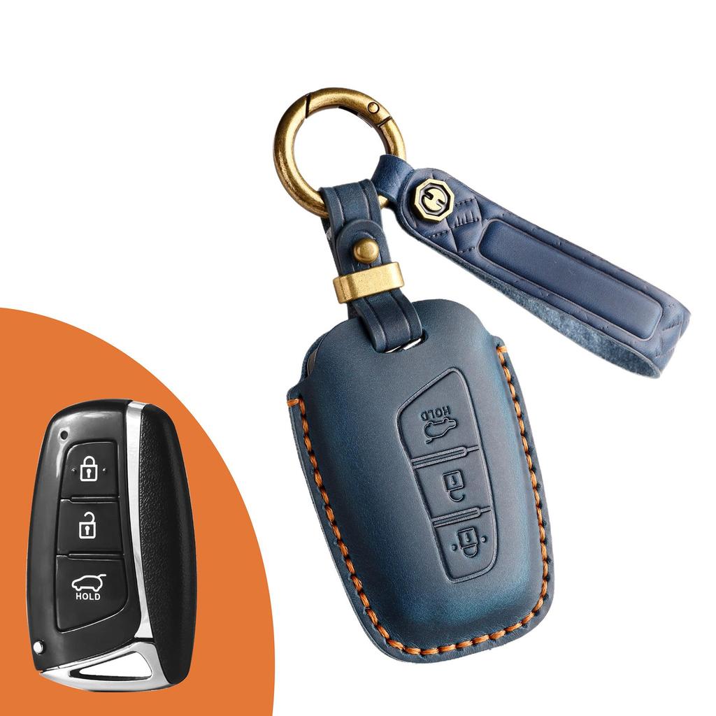 Genuine Leather Retro Key Cover for Hyundai IX45