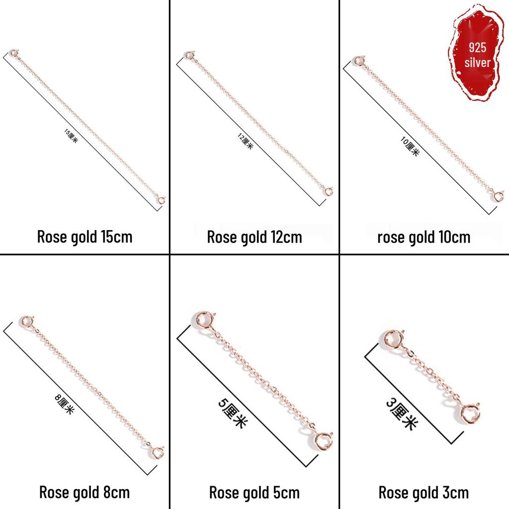 S925 Sterling Silver Double Buckle Safety Extension Chain for Bracelets and Necklaces