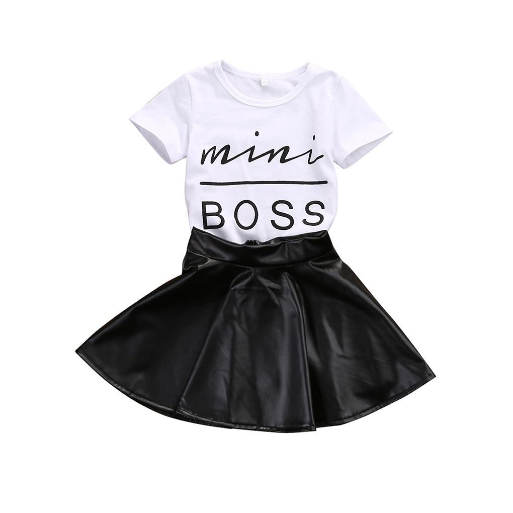 

2Pcs Baby Clothes Outfit Girl Short Sleeve Tee T-shirt Top Skirt 120cm